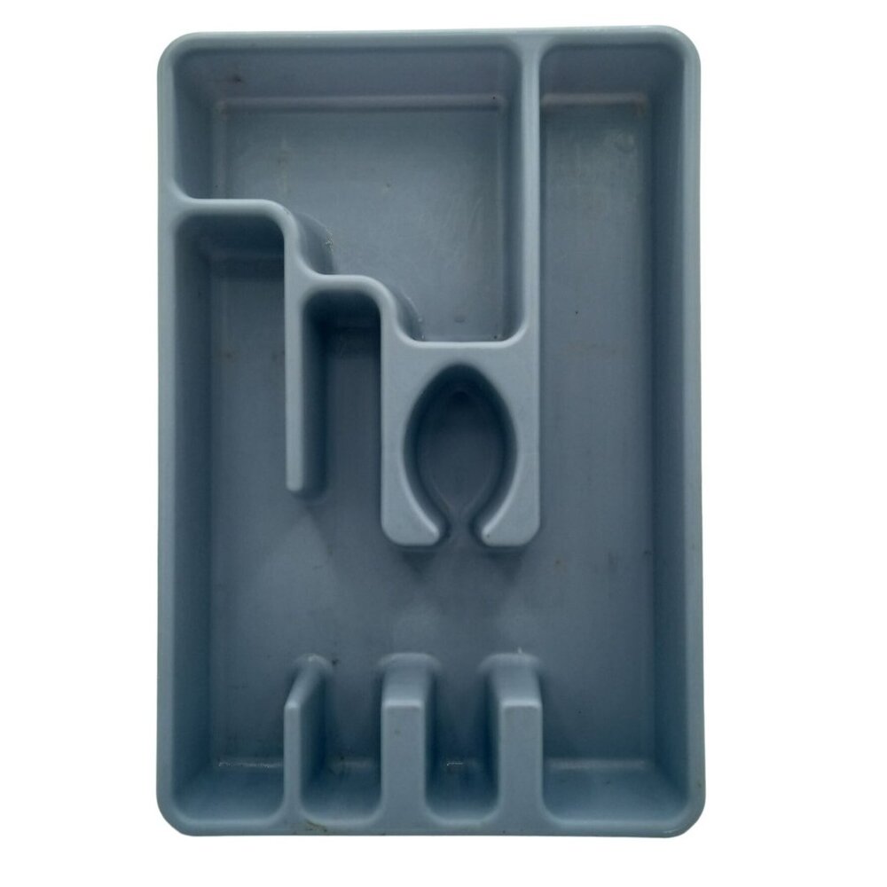 Rubbermaid Blue Plastic Cutlery Organizer Tray Many Compartments Vintage 2921-7